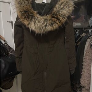 Wilfred Olive Fur-Trimmed Parka Jacket